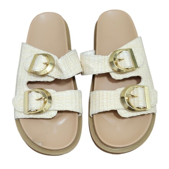 Billini Tayo Raffia Buckle Slide Sandals Natural Size 10 New Without Box - Picture 3 of 11